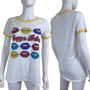 Kappa Delta Women Size L Ringer Graphic Cotton Novelty Pullover Short Sleeve Top